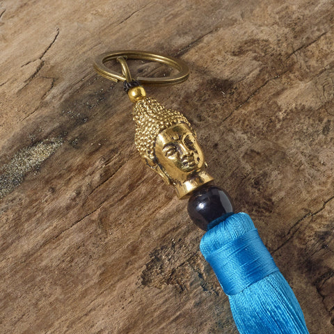 turquoise buddha bag tassel key ring 