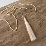 Buddha Tassel Necklace (Cream)