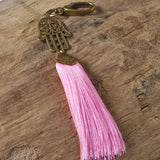 Hamsa & pink bag tassel / key ring