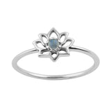 Enlightened Lotus Ring - Rainbow Moonstone