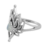 Lotus Romance Ring - Rainbow Moonstone