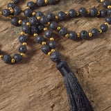 Black lava stone Mala Necklace 