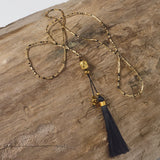 Golden Buddha black tassel necklace