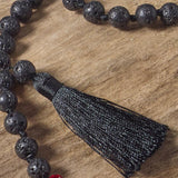 Chakra Triple Tassel Necklace (Black)