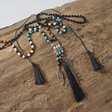 hamsa feather peace necklace