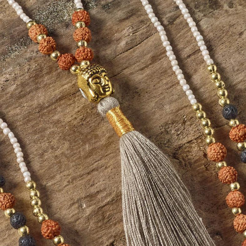 Positivity Tassel Necklace (Beige)