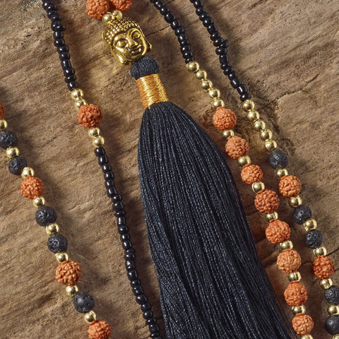 black buddha tassel necklace