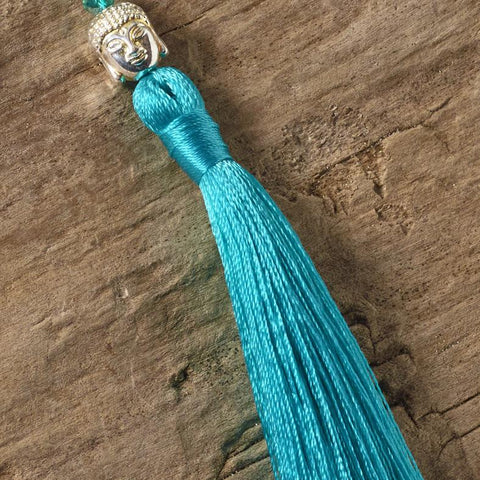 turquoise green buddha tassel necklace