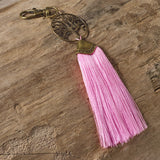 Tree of life pink bag tassel / key ring