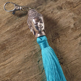 turquoise green buddha bag tassel key ring 