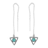All Seeing Eye Triangle Threader Earrings - Turquoise